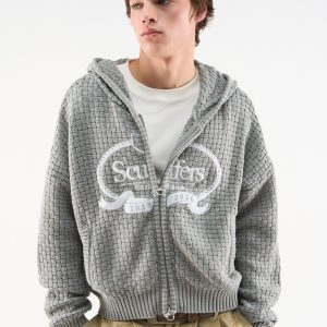 South Europe Light Grey Knit Zipper