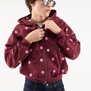 Dots Burgundy Zipper