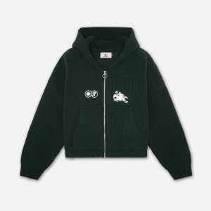 Emblem Green Zipper Knit