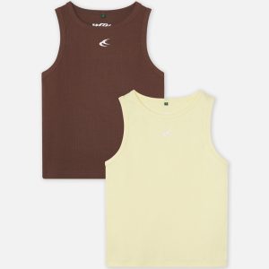 Brown & Yellow Canale Scff Tank Top Pack