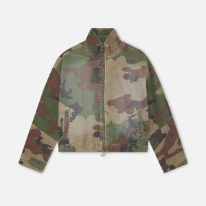Corduroy Flared Camo Jacket