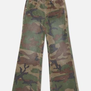 Corduroy Flared Camo Pants