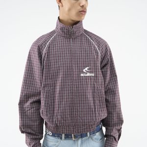 Chamise Checkered Burgundy Zipper
