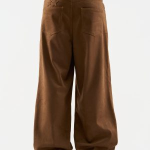 Suede Dark Brown Jumbo Pants
