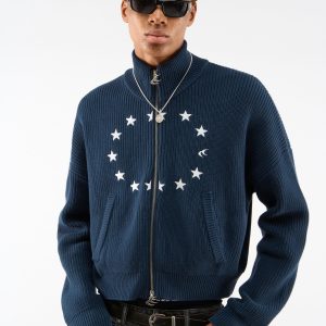 Ea Navy Blue Knit Zipper