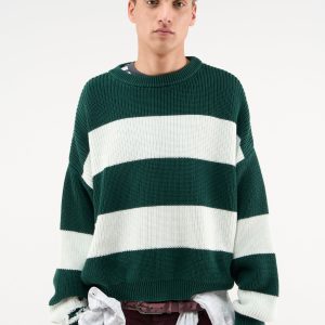 Hole Green & White Knit