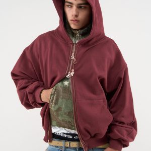 Steel Burgundy Zipper