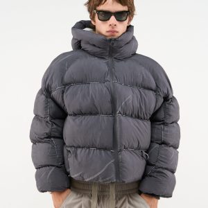 Marble Dark Grey Puffer Jacket
