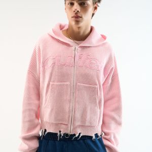 New Light Pink Buzz Knit Zipper