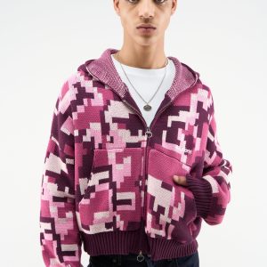Mosaic Pink Knit Zipper
