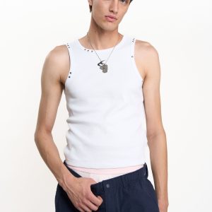 Studded White Tank Top