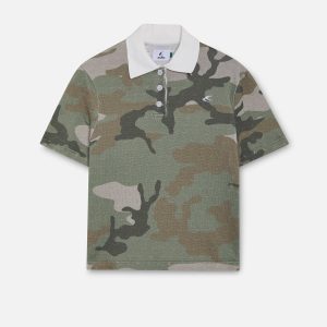 Openwork Camo Polo