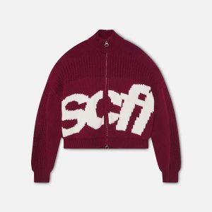 Scff Red Knit Zipper