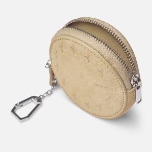 Suede Ecru Keychain Wallet