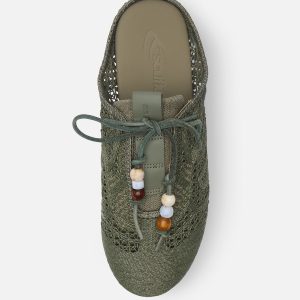 Wicker Green Mule