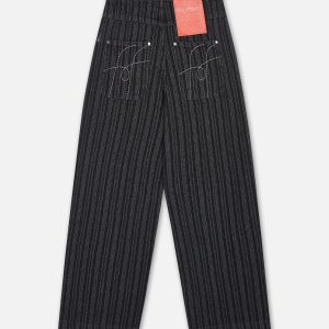 Striped Black Denim Pants